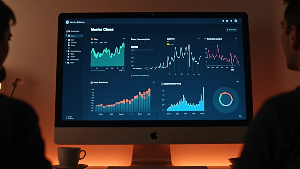 Dashboard de distribution musicale montrant les statistiques d'écoute et de revenus
